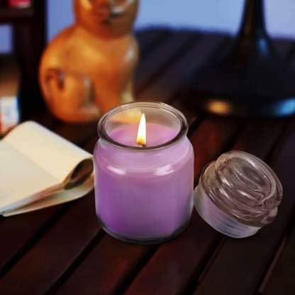 Smokeless Scented Glass Jar Candles with Fragrances for Home Decor/Christmas and Diwali (Lavender & Rose, Set of 2)