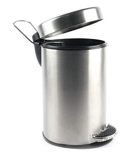 King International Stainless Steel Plain Pedal Dustbin with Plastic for Kitchen, Bucket 11L, (10"X15"), dustbin for kitchen, dustbin for kitchen 10 ltr with lid, dustbin with lid, dustbin for bedroom,dustbin for hotel room and bathroom