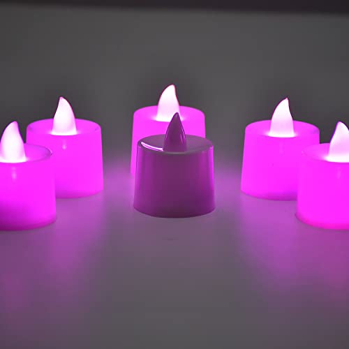 Baleen Pink Flameless LED Tealights, Smokeless Plastic Decorative Candles - Led Tea Light Candle for Home Decoration (Pack of 24)