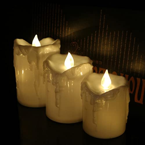 UJEAVETTE® Set 3pcs LED Taper Candle Pillar Tea Light Candle Church Home Wedding Decor