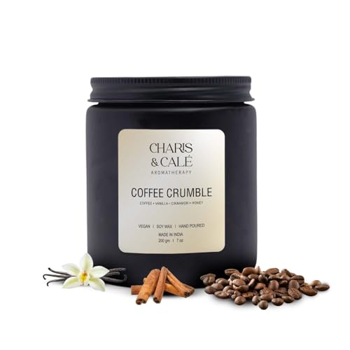 Charis & Cale Coffee Crumble Candle Jar - 200 Gm | Smokeless, Soot-Free & Non-Toxic Candles for Home Decor & Aromatherapy | Long Burning Time of 30+ Hours | Best for Gifting & Meditation