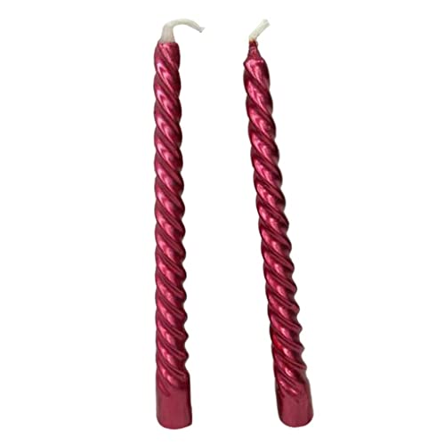 SAZ DEKOR 2pcs Twisted Spiral Christmas Taper Wax Candle Candlelight Dinner Decor Red