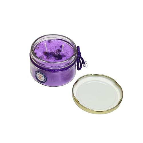 Arka Surya Crystals Beautiful Hand Poured Lavender Scented Glass Jar Candle for Relaxing Addition to Your Home