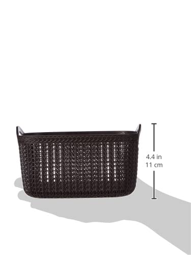 Kuber Industries Unbreakable Plastic 2 Pieces Multipurpose Medium Size Flexible Storage Baskets|Fruit Vegetable Bathroom Stationary Home Basket with Handles (dark brown) -CTKTC39035