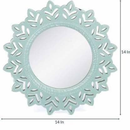 VAS Collection MDF Mirror Frame for Wall Decor,Bedroom,Living Room,Bathroom & Hallway,14"x14",Round (Multicolour)