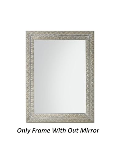 WILDWOOD Mango Wood Wall Mirror | Floral Wall Mirror Frame | Wall Hanging | without Mirror | Only Frame with Out Mirror (48"x36")(Natural Finish)