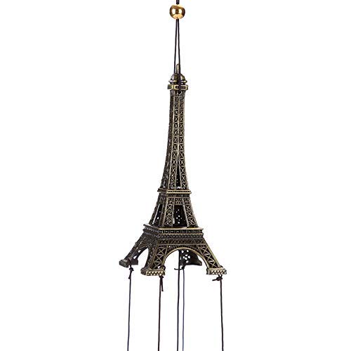 CrazyCrafts Metal Eiffel Tower Wind Chimes for Home Balcony Garden Positive Energy, Home Decor Hanging Long Brass Bells Gifts for Loved Ones (4 Bells)