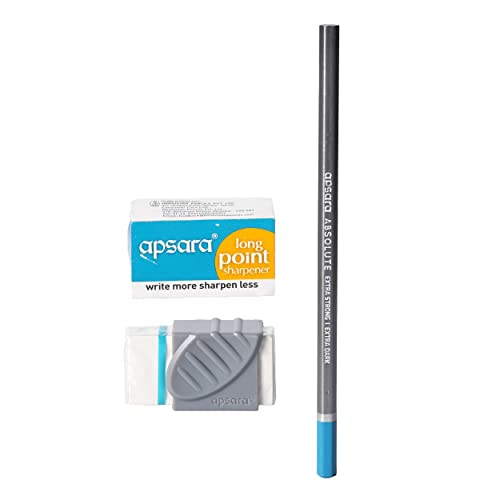 Apsara Absolute Pencil, Hexagonal Body for Strong Grip, Extra Strong & Easy Sharpening, Good Handwriting, Free Sharpener & Eraser, Breakage Resistant (Pack of 20)