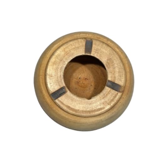 Rustic Handmade Wooden Ashtray for Home, Office, and Car Use (4" YELLOW) (1)
