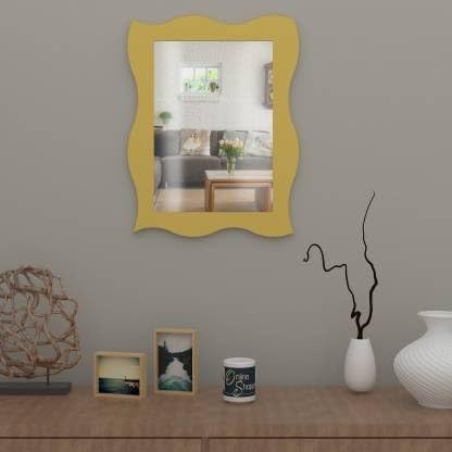 Vas Collection MDF Mirror Frame for Wall Decor,Bedroom,Living Room,Bathroom & Hallway,20"x16"(Yellow)