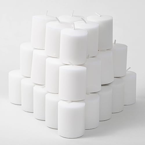 CANDWAX 15 Hour Votive Candles Set of 36 - White Candles Perfect as Wedding Candles or Emergency Candles - 1.5x1.7 inch Unscented White Votive Candles