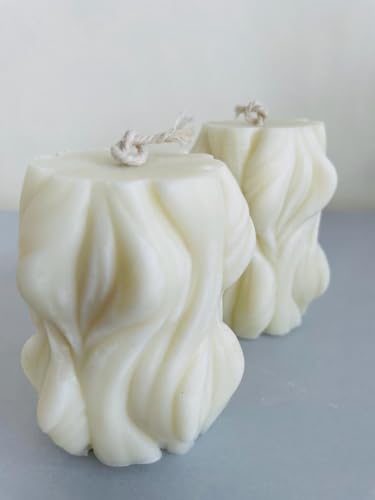 Carved Wave Set of 2 Candles Scented Luxury Soy Wax