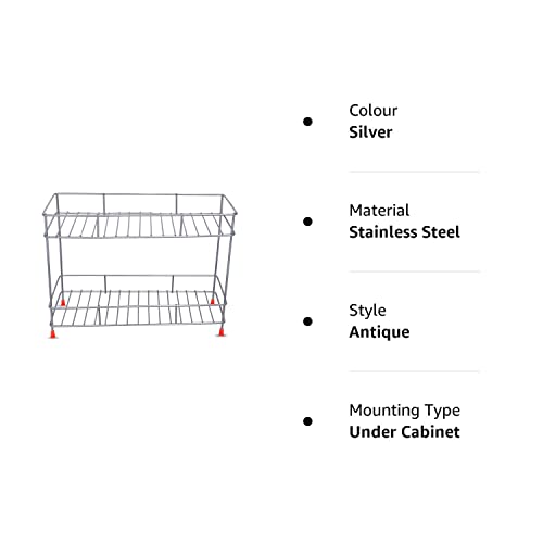 Cri8Hub Multifunctional Heavy Storage Rack Kitchen Rack Under Cabinet Storage Shelf Basket Wire Rack Organizer Storage, Tiered Shelf