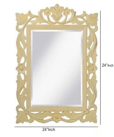 VAS Collection MDF Mirror Frame for Wall Decor,Bedroom,Living Room,Bathroom & Hallway,24"x18" (Yellow)