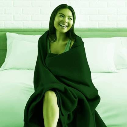 IVAZA 300 TC All Season Solid/Plain Lightweight Polar Fleece Double Bed Blanket (230 x 230 cm) Green Blanket Double IV6