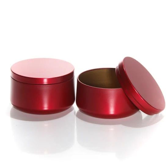 Avantika vitamas Red Empty Candle tin containers 79mm W x 88 mm B x 56 mm H.150 ml Capacity for Candle Making and Gifting (Pack of 12)