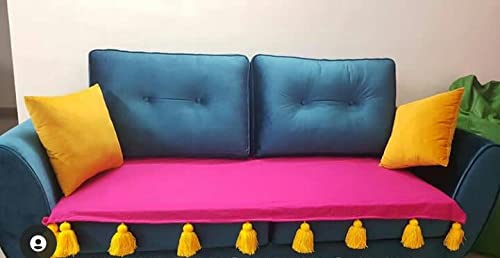 Lykwe Pink Color Wool Tassels Sofa Throw Three Seater (175x75) 1 pcs