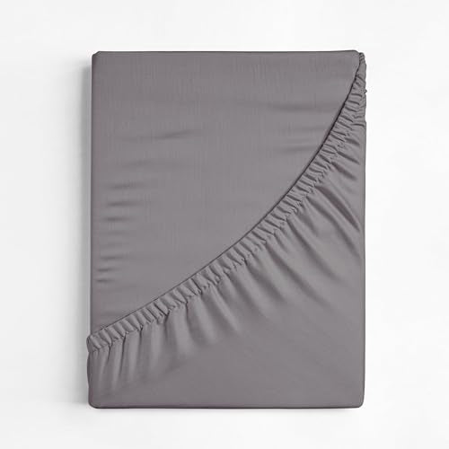 Extra Deep Pocket Fitted Sheet - 400 Thread Count Cotton - Twin Size Fitted Sheet - Cotton Sheets Twin - Extra Deep Pocket Sheet Twin - Crisp Cotton - Fits Mattress Perfectly (Twin, Dark Grey)