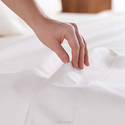 King , Ivory : LINENSPA 600 Thread Count Ultra Soft, Deep Pocket Cotton Blend Sheet Set - King - Ivory