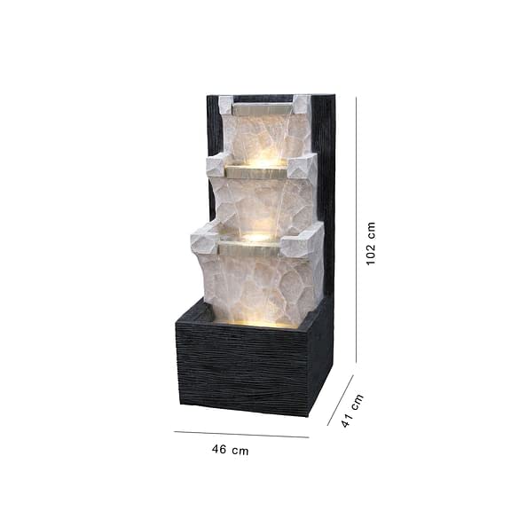 Shawshank Polyresin Fiberglass Wall Shape 4 Step Water Fountain with LED Lights for Home Decor Decoration Showpiece Gift Gifting Items