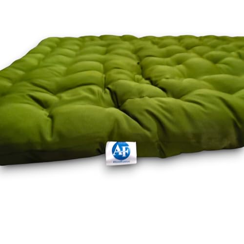 ATOOTFUSION Soft Cotton Quilt Mattress | Foldable Light Weight Filled Single Firm Cotton Quilt Mattress| Gadda (1 Sleeping Capacity, 3 x 6 ft or 72 x 36 Inches) (Dark Green Cotton Mattress)