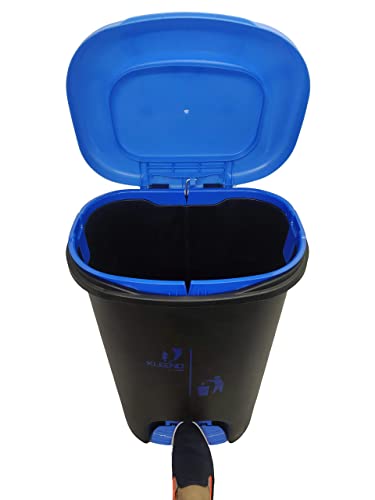 Cello Plastic Step-On Pedal Garbage Dustbin (50 Ltr, Black-Blue)