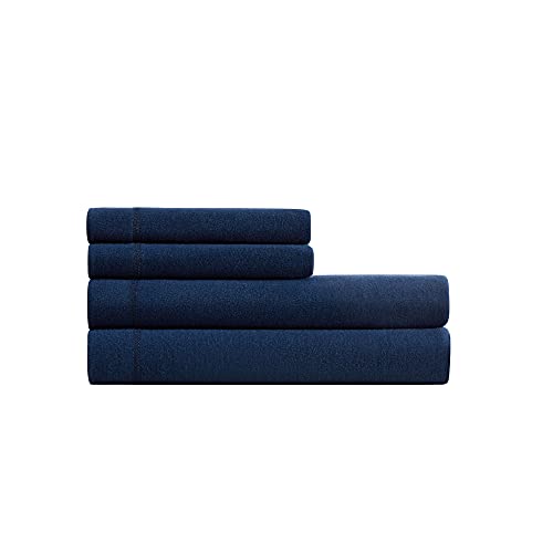 Calvin Klein Home Modern Cotton Harrison 1 Piece Flat Sheet, King Size, Cotton (Midnight)