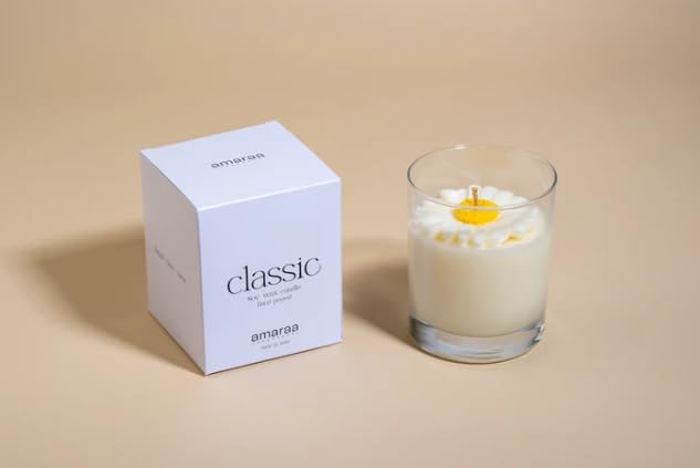 Amaraa Fragrances Daisy Delight Premium Scented CandleCandle Jar Candle || Fragrance Candle || Soy Wax Aromatherapy Candle, Aesthetic Room Decor (Musk)