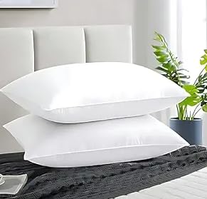 Microfiber Soft White Pillows, Pack of 2, 16x24 Inches Or 40x60 cm, Standard Pillow for Bedroom, Bed Pillow, White