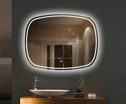 TINITALO Bathroom LED Mirror Home Mirror Wall Mirror with Touch Sensor, 3 Light Effects, Glass, Rectangular LED-71 (24 x 30 Inch)