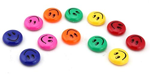 Qatalitic Plastic Round Cartoon Emoji Smile Smiley Face Fridge Magnets (Multicolour, 3 cm Diameter)