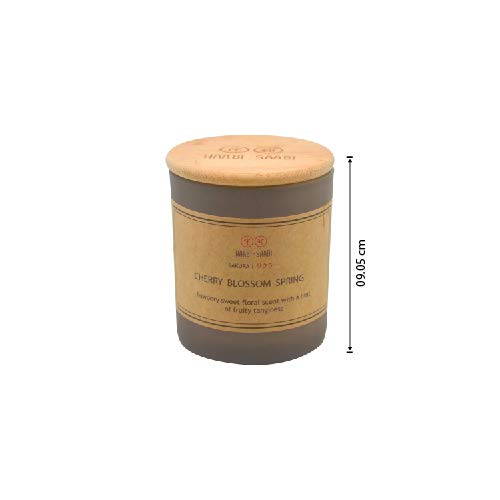 Waabi-Saabi Strong Scented Candle| Cherry Blossom Spring WS- 10056 | Sakura - サクラー| for Home Spa Office Toilets | 40 Hour Burn time | Bamboo Lid | Gifting