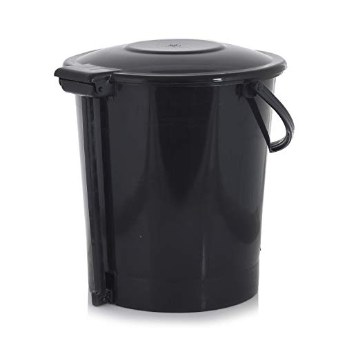 Kuber Industries Step-On Pedal Dustbin/Waste Bin with Lid|Solid Color & Durable Plastic| Capicity 10 Ltr (Black) - CTKTC34636