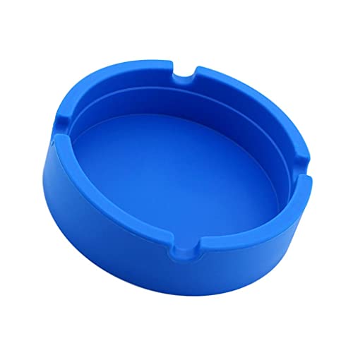 Round Silicone Ashtray Smoking Cigar Holder for Tabletop Office Blue