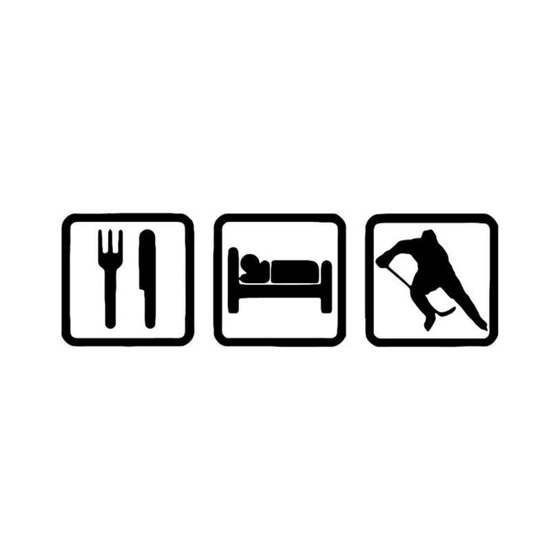 GADGETS WRAP Vinyl Wall Decal Sticker Simple Eat and Sleep Hockey Bumper Sticker