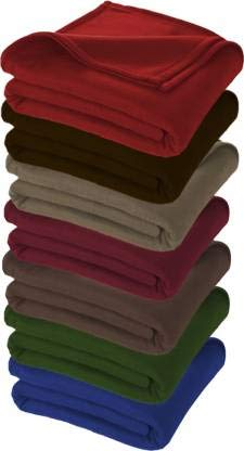 OMAJA HOME Solid Single Fleece Blanket (Polyester, Multicolor) - Pack of 7