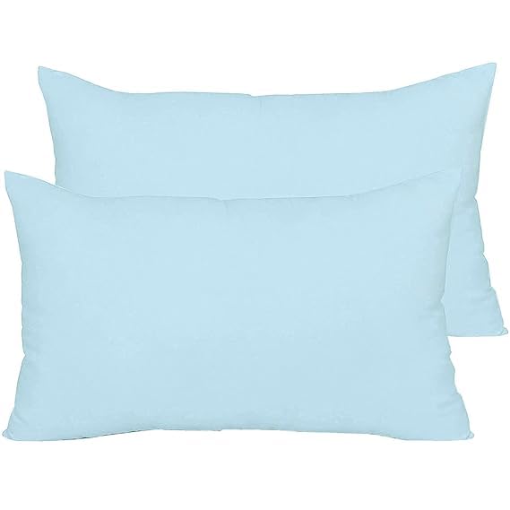 linenaffairs Microfiber Filled Pillow Set of 2 for Sleeping | Durable and Ultra Soft Pillow| Takiya set of 2| Light Blue Solid | 16 x 24 Inch