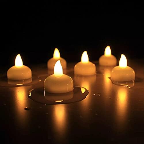 upyog Plastic Water Activated Sensor Tea Lights, Waterproof Flameless Tea Lights, Floating Led Candles for Bathtub Wedding Decorative Floating Tealight Candles (12 Piece, Yellow, 2 Cm)