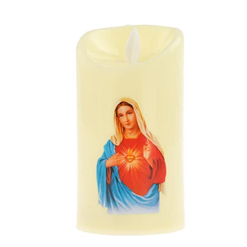 ATORSE® Electronic Candle Flameless Pillar Light Decoration Sacred Heart Female