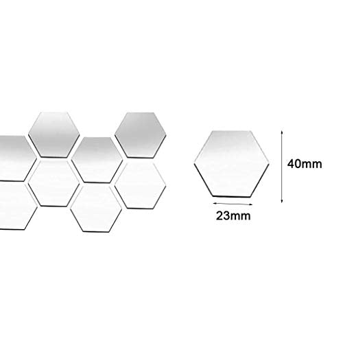 ATORSE® 12X 3D Hexagon Wall Stickers Mirror Acrylic DIY Home Decor Silver 40X23Mm