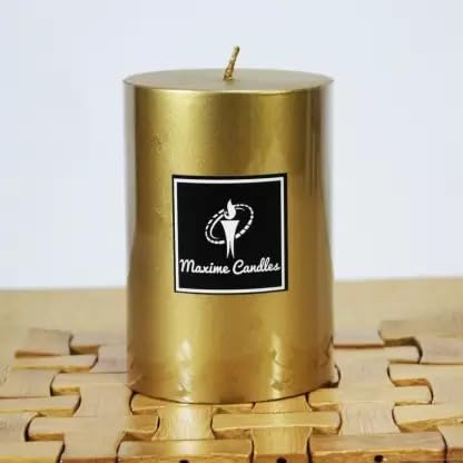 The Decor Affair 1 Pcs Exceptionally Crafted Golden Pillar Candle with Mesmerizing Design, Incredibly Extended Burn Time, and Captivating Decorative Charm