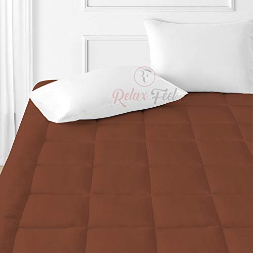 Relaxfeel Luxury 600 GSM Ultra - Soft Light Wight Hypoallergenic Cotten 3" Tick Mattress Padding / Topper. Comfortable for Better Sleep -Brown Colour of King Size 72x78 Inch