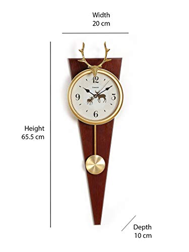 @Home by Nilkamal Stag Pendulum Wall Clock (Brown)