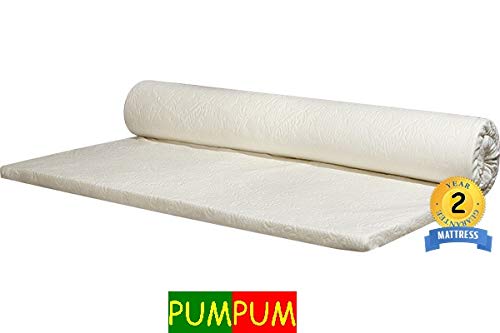 PumPum 1 Inch Memory Foam Mattress Topper with Premium Cover (72 X 35 X 1) White