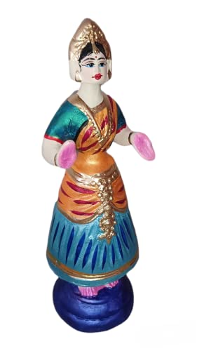 Sri Durga Creations Tanjore Dancing Doll/Golu Doll[Yellow, Blue, Yellow]