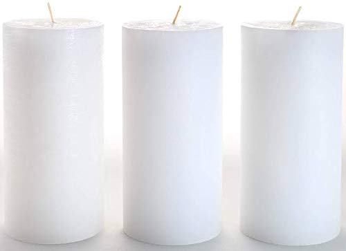 Blue Moon Creations- 2X6 Inch White Pillar Candles Non Scented / Unscented Combo Set Of 3 For Home decor, Decoration, Birthday, Spell, Ritual, Healing, Reiki, Spa, Meditation / SmokeLess/ DripLess/ OdourLess