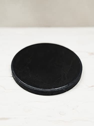 Shungite Tile Round 90 mm, Shungite Plate Polished