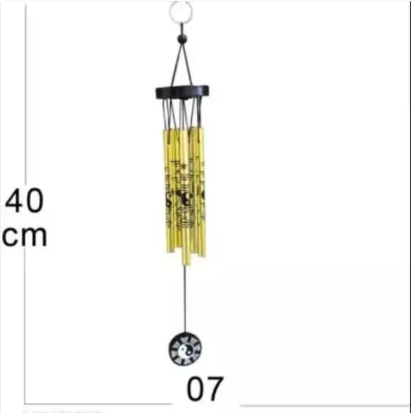 SDT Om Aluminium Wind Chime Decorative Showpiece, 45 cm, Golden,Metal