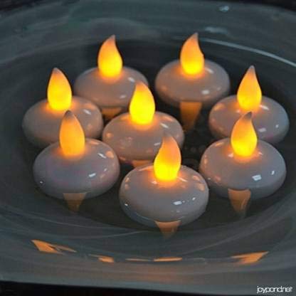 ST Present Floating Diya 12 pcs for Party Flameless Waterproof Candle Lamp Float On Water Led Plastic Floating Tea Lights | Electric Candle Lights for Decoration | Diwali Lights - (Pack of 12 White)