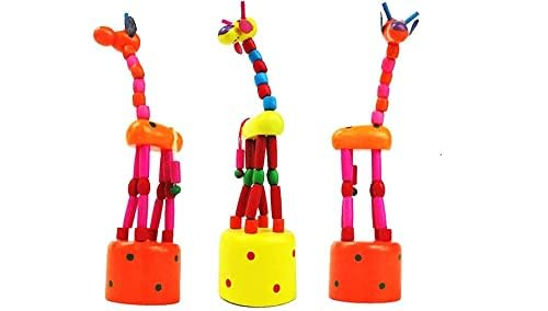 Eversky01 Handicraft Dancing Giraffe Wooden Toys for Kids (Multi Color) Set of 3